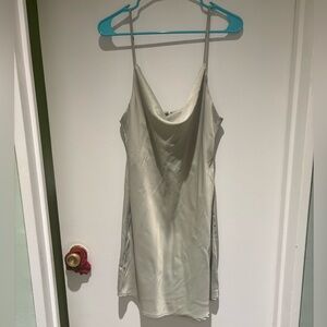 Urban Outfitters Sage Green Cowl Neck Satin Dress Size L NWT